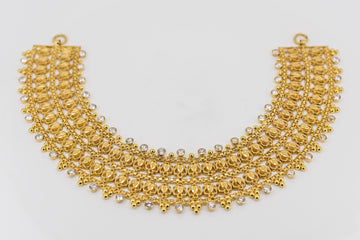 21CT GOLD AND CUBIC ZIRCONIA INDIAN GOLD HALF NECKLACE