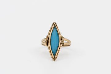 15CT YELLOW GOLD AND BLUE STONE RING