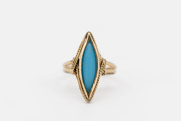 15CT YELLOW GOLD AND BLUE STONE RING