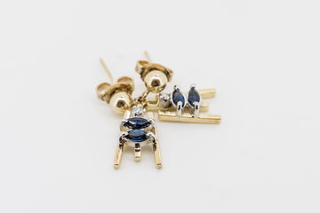 16CT GOLD SAPPHIRE AND DIAMOND EARRINGS