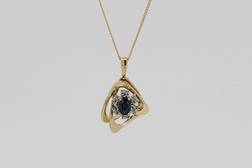 9ct gold sapphire and diamond pendant