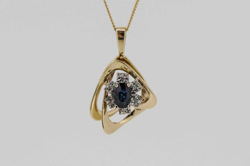 9ct gold sapphire and diamond pendant