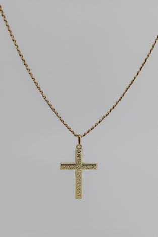 9CT SOLID GOLD NECKLACE AND CROSS