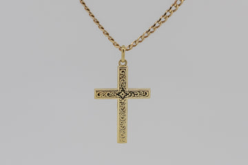 9CT SOLID GOLD NECKLACE AND CROSS