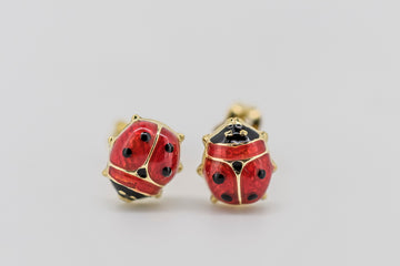 9ct gold lady bug earrings