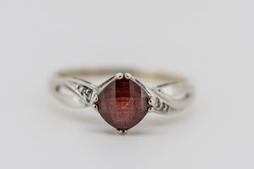 9ct Yellow and White Gold Almandine Garnet and Diamond Ring #25909