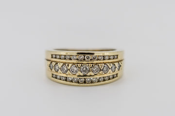 9ct solid yellow gold and diamond ring