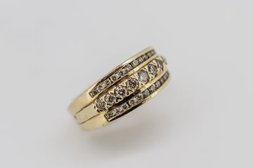 9ct solid yellow gold and diamond ring