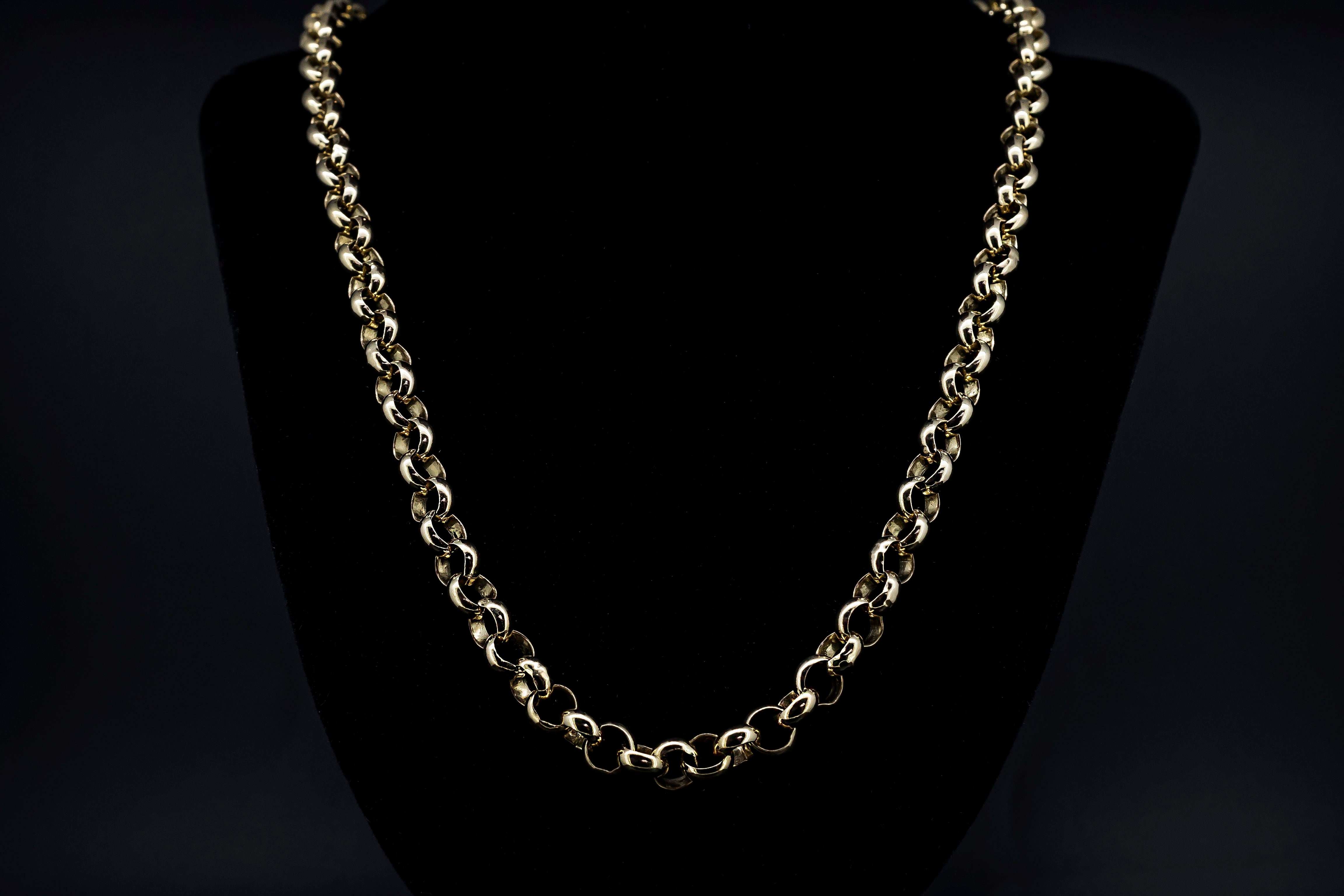 thumbnail image 2 of 9ct Solid Gold Belcher Chain Necklace – 16, 18, 20, 22 Inch – Round Link – Made In Italy – Unbranded 2 of 4