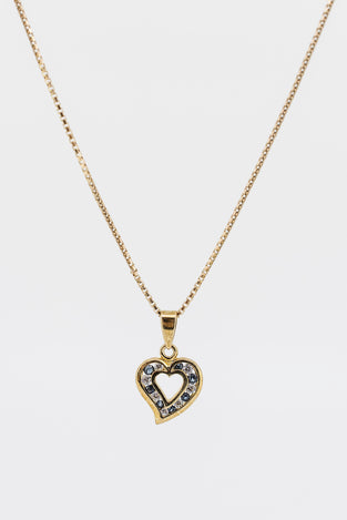 9ct gold diamond and sapphire heart pendant and chain.