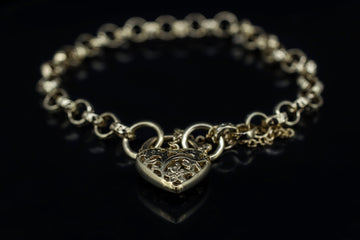 9ct solid yellow gold padlock bracelet