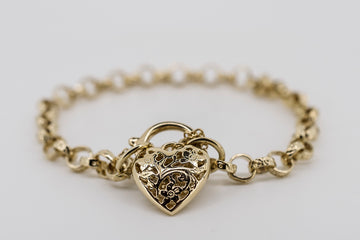 9ct solid yellow gold padlock bracelet