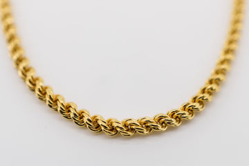 22ct yellow gold rope chain necklace