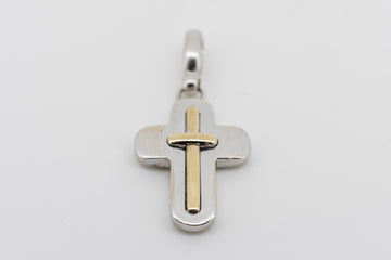 18CT WHITE AND YELLOW GOLD CROSS