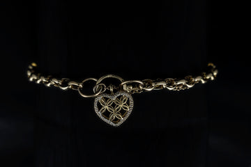 9CT ROSE GOLD BRACELET WITH HEART LOCKER