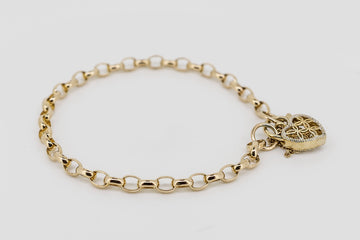 9CT ROSE GOLD BRACELET WITH HEART LOCKER