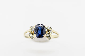 14CT GOLD SAPPHIRE AND DIAMOND RING