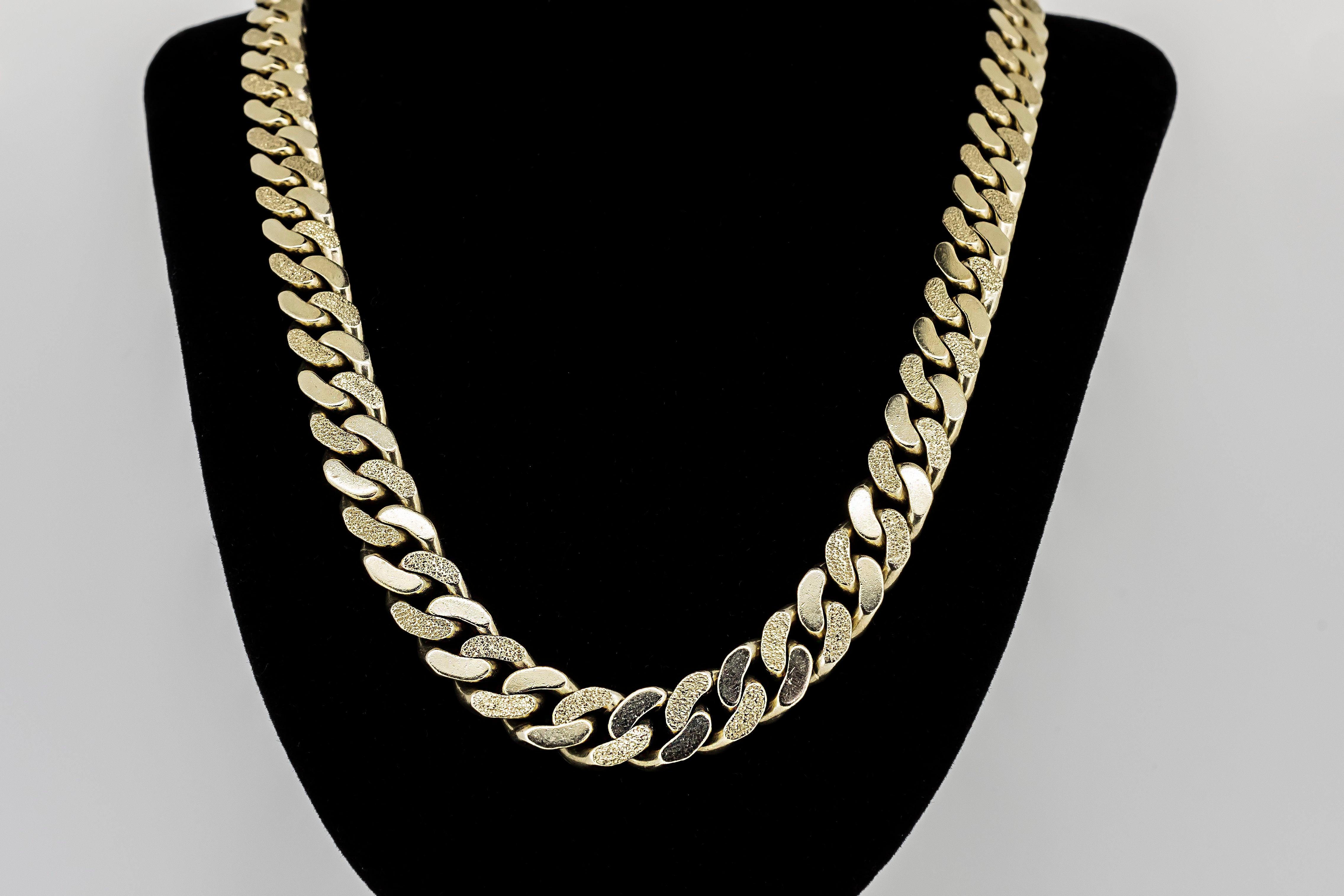 Cuban Link Chain 18ct Solid Gold Chain Mens 18ct Gold Vermeil On