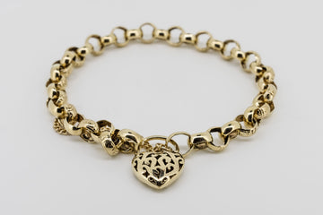 9ct yellow gold padlock bracelet