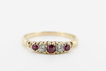 9CT GOLD RUBY AND CZ RING