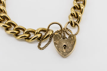 9ct yellow gold antique padlock bracelet