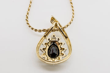 9CT GOLD CHAIN AND SAPPHIRE PENDANT