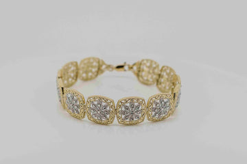 14ct white and yellow gold diamond cut bracelet