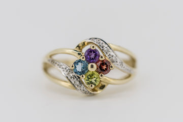 9ct gold multi coloured stone ring