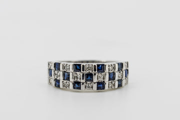 18CT WHITE GOLD DIAMOND A SAPPHIRE RING