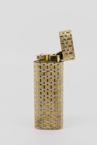 Vintage Cartier 18k solid gold lighter in yellow and white gold.