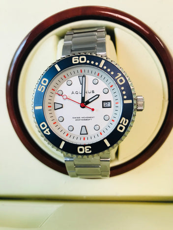 Diver watch ‘Aquinus Blue Aquatic’ with packaging