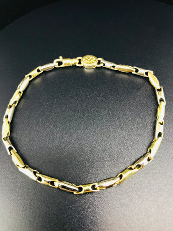 18ct solid white and yellow gold bracelet