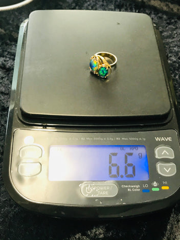 14ct gold amazing colours opal and diamond ring #1348