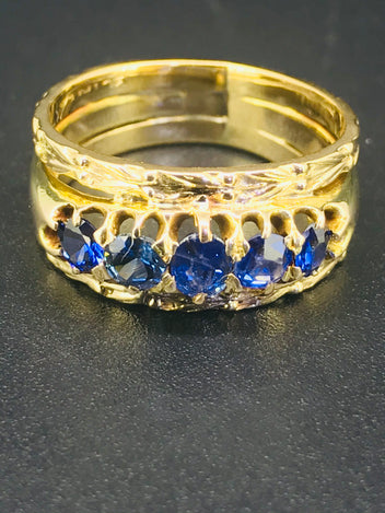 10ct Yellow Gold and Blue Sapphire Ring #1322