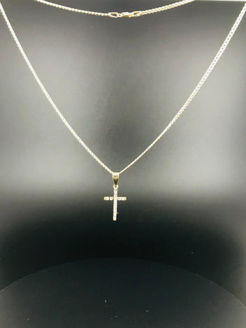 9ct gold necklace and cross pendant