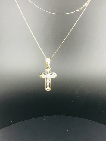 18ct gold necklace and cross pendant