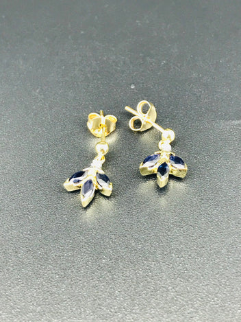 9ct gold earrings sapphire and diamonds