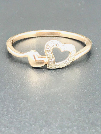 9ct rose gold dress ring with diamonds