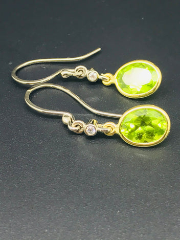 18ct gold peridot and diamond earrings