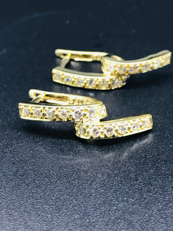 14ct gold huggie earrings with cubic zirconia