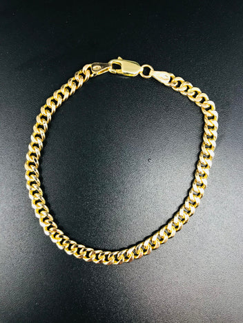 9ct gold  diamond cut curb chain bracelet