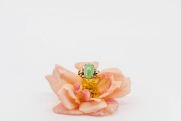 14CT GOLD RING WITH JADEITE AND DIAMONDS #JR450