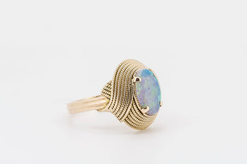 18CT GOLD AND OPAL HAND MADE WEAVE RING