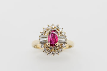 14CT GOLD RUBY AND DIAMOND RING