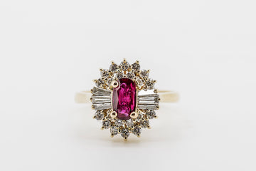 14CT GOLD RUBY AND DIAMOND RING