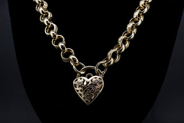 9CT ROSE GOLD BELCHER CHAIN AND HEART LOCKET