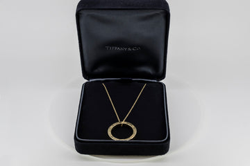 Tiffany & Co 18k Yellow Gold Large One Inch 1837 Circle Pendant & Necklace 1837 collection